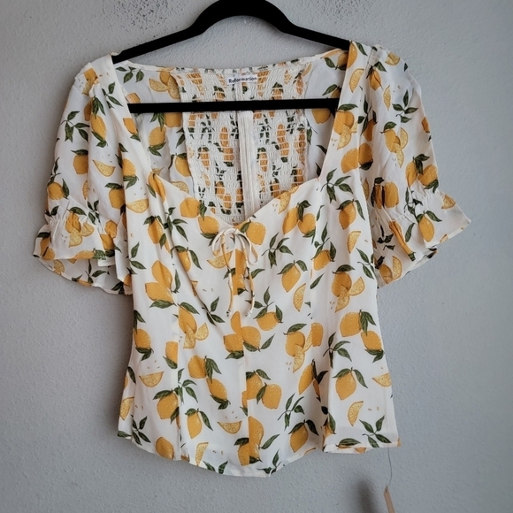 Reformation Delevan Top in Lemonade size 6 NWT - Picture 6 of 11